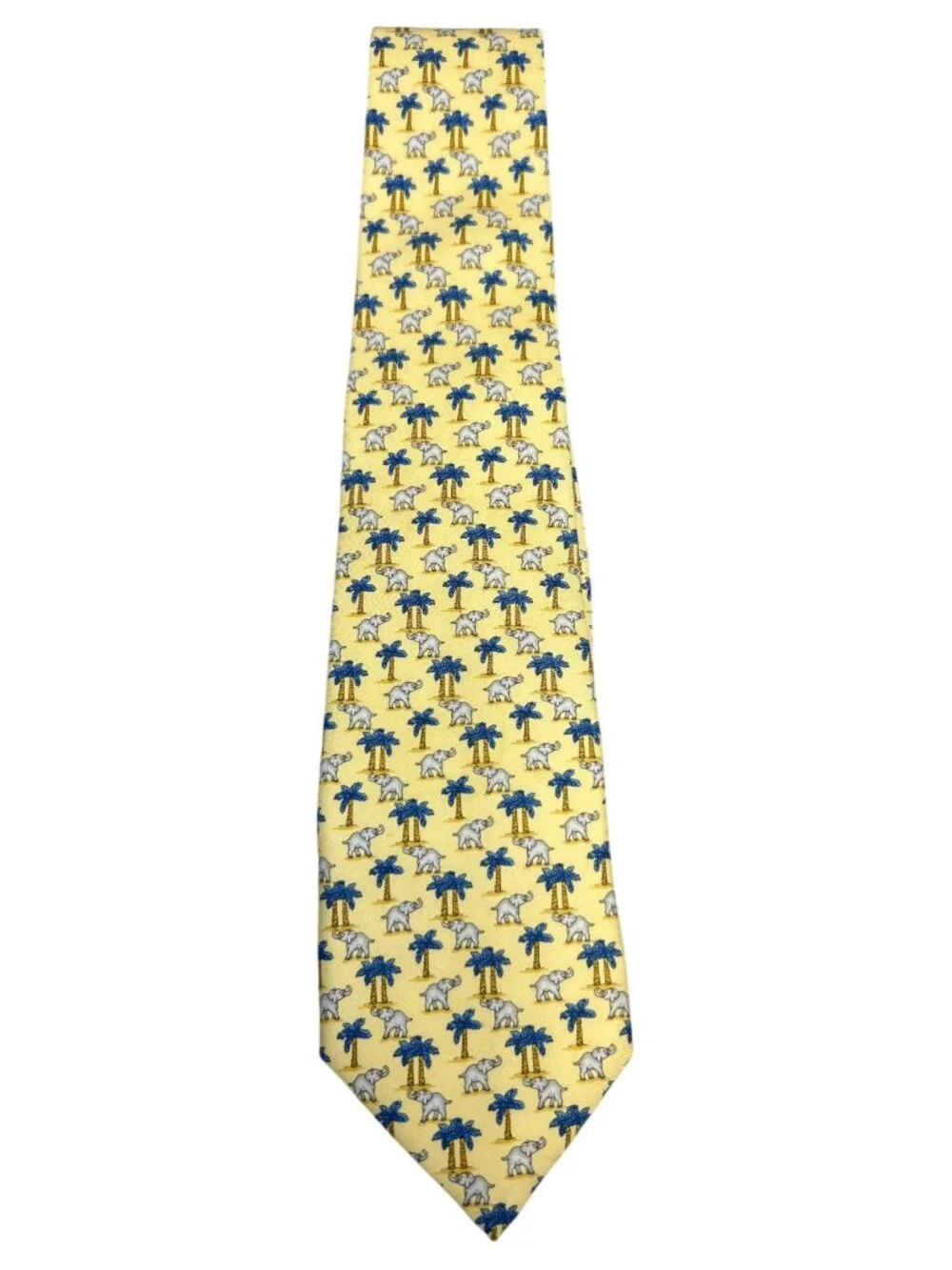 Holland & Sherry 1836 Silk Tie Men's Yellow Elephant Tropical Handmade USA